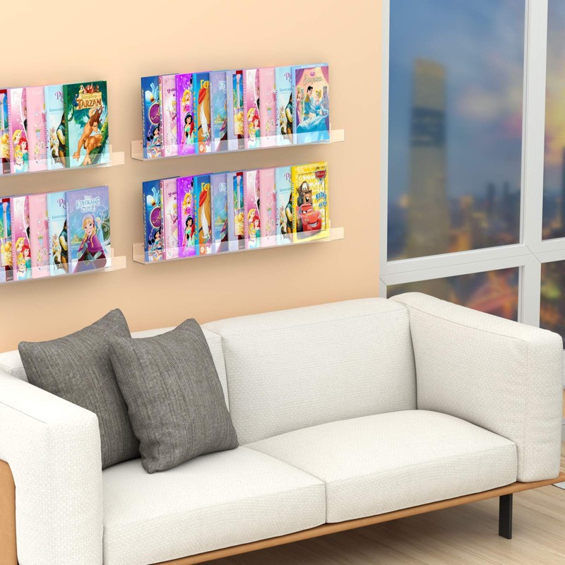 NIUBEE Kids Acrylic Floating Bookshelf 36 Inch,Clear Invisible Wall Bookshelves