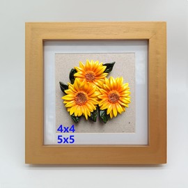 ZXT-parts 5x5 Picture Frame Wood with Mat 4x4 Opening. Tempered Glass Panel, Sturdy and not Easily Broken.Solid Wood Gold Color Frame.Wall and Table.