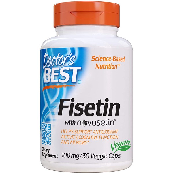 Doctor's Best Fisetin with Novusetin, Non-GMO, Vegan, Gluten Free, Soy Free, 100 mg, 30 Veggie Caps (DRB-00227)