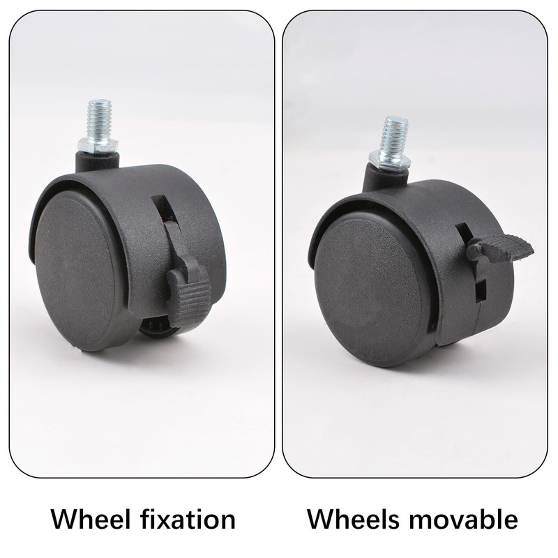 INCREWAY 4Pcs 2Inch Nylon Caster Wheels with Brake, Black Swivel