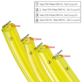 Fuel Line Hose, CTRICALVER Fuel Hose with 4 Different Size (1.5 Meters Size Each), 2mm x 3.5mm, 2.5mm x 5mm, 3mm x 6mm, 3mm x 5mm, for Mower, Chainsaw Blower