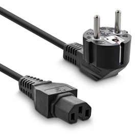 InLine 16810C power cable - power cables (CEE7/7 Schuko, C15 coupler, Male/Female, Angled, Straight, Black)