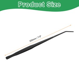 sourcing map 2pcs Stainless Steel Tweezers 7.9 Inch Long Curved Serrated Tip Tweezers Multi-Purpose Kitchen Tongs for Cooking Gardening Repairing Craft, Black