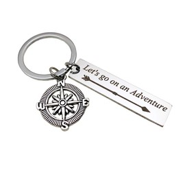 Jstud Inspirational Keychain Best Good Friends Keychains Engraved Mantra Birthday Jewelry Gift Keychain for Her Women Men, Let's Go on an Advanture, 25mm