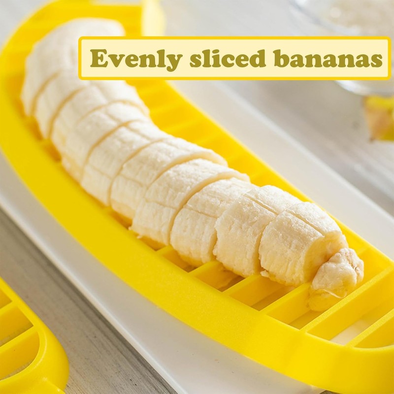 Banana Slicer Cutter, Banana Cutter Slicer Practical Kitchen Tool (Yellow,