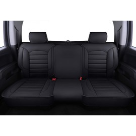 LUCKYMAN CLUB Rear Silverado Seat Covers Fit for 2007-2025 Chevy Silverado Sierra 1500 2500 3500 Crew,Double,Extended Cab with Water Proof Faux Leather (Black Rear Covers)