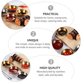 DOITOOL 5pcs Stainless Steel Dip Bowls Round Seasoning Dishes Sushi Dipping Bowl Saucers Bowl Mini Appetizer Plates Seasoning Dish Saucer Plates Gold …