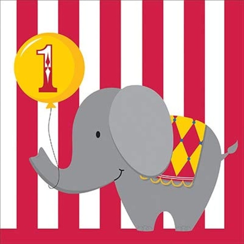 Creative Converting Circus Time 1st Birthday Lunch Napkins, 16 Count
