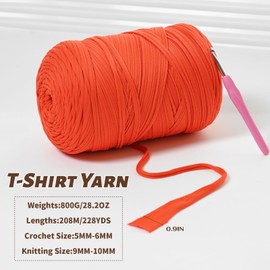 800G（228YDS） Tshirt Yarn for Crocheting，Chunky T-Shirt Yarn for Beginner Crochet Bags，Baskets，Coasters，Shoes，Clothes，DIY Crafts, Elastic Fabric Thick Hand Knitting Crochet Yarns (Brown)