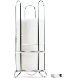 Huji Chrome Finish Modern Design Toilet Paper Roll Bathroom Holder Rack Storage Canister Space Saver (1, Toilet Paper Holder)
