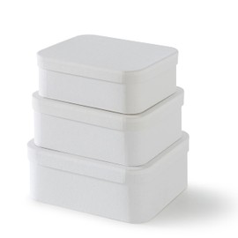 Soul & Lane Set of 3 Textured White Boxes with Rounded Edges, Decorative Cardboard Boxes with Lids, Large Nesting Paperboard Containers for Gifts, Organizing, Keepsakes