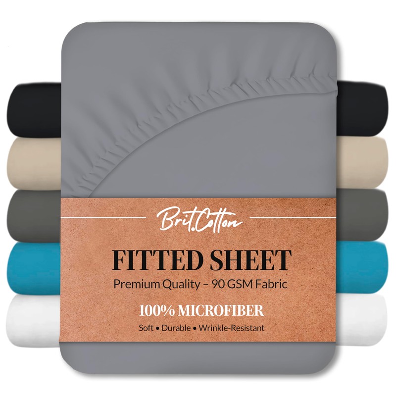 Brit Cotton Microfibre Fitted Sheet King Size 40cm/16inches Extra Deep