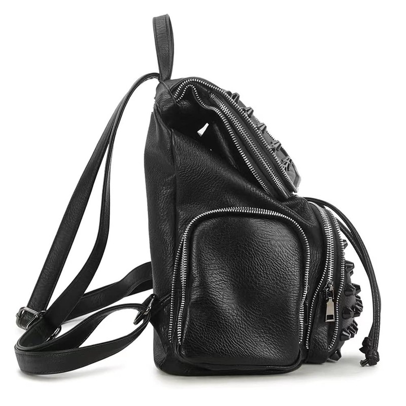 Downupdown ​Studded Backpacks for Women and Men Leather Flap Rivet