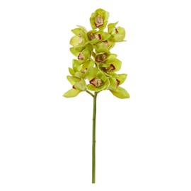 Nearly Natural 23in. Cymbidium Orchid Artificial (Set of 3) Silk Flowers, Green