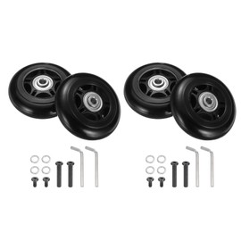 sourcing map Set of 2 Luggage Wheels Replacement 72 x 24 mm/2.8" x 0.9" Rubber Swivel Caster Bearing Wheels Repair Kits for Suitcase Inline Outdoor Skate,Black
