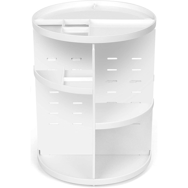 COYAHO 360° Rotating Makeup Organizer, Spinning Bathroom Organizer Countertop, Cosmetic Organizer Makeup Holder Shelf, Make Up Organizers and Storage for Bedroom, White