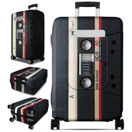 OffiEase Suitcase Cover Protectors - Large Washable Waterproof Dustproof Luggage Protective Covers Sleeve for Travel Fit 30-32 Inch Black Tape XL