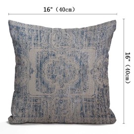 Nphuriy Vintage Carpet Pattern Antique Grunge Tribal Pillow Cover Rustic Cotton Linen Decorative Square Throw Pillow Cover 16x16 Inch for Sofa Couch Decoration