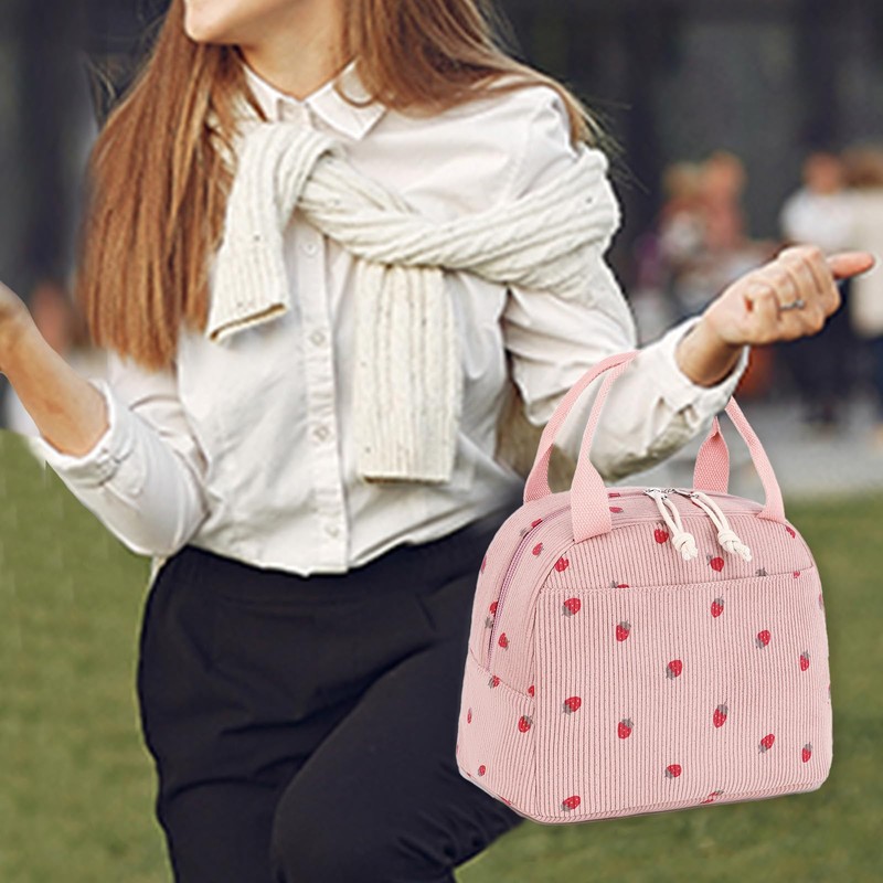 LEDAOU Insulated Lunch Box Women Reusable Lunch Bag Cord Lunch