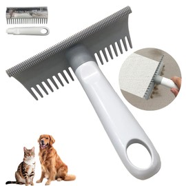 FireBee 2 in 1 Pet Hair Removal Tool, 2 Sizes Serrated Scraper Edges, Portable Pet Hair Remover, Cat Hair Remover for Furniture, Rug Scraper for Pet Hair, Long Tooth Comb for Dog Grooming