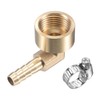 sourcing map Brass Hose Barb Fitting Elbow 8mm x G1/2 Female Thread Right Angle Pipe Connector with Stainless Steel Hose Clamp