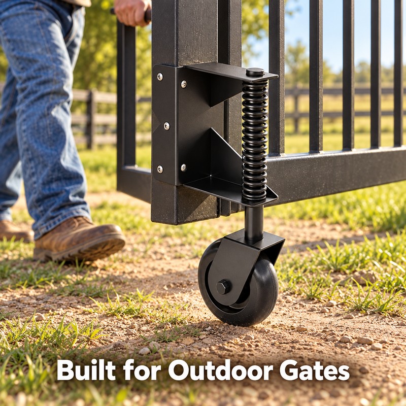 4-Inch Right-Side Spring-Loaded Gate Caster Wheel with 360° Swivel and