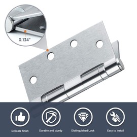 Door Hinges Standard Weight Satin Chrome Ball Bearing Hinge Outlet Commercial Steel Hinge for Door 4.5" ANSI/BHMA A156.1 Grade 2.
