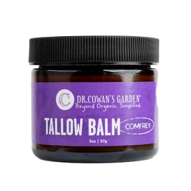 Dr. Cowan’s Garden Comfrey Tallow Balm - 100% Grassfed Beef Tallow Moisturizer Lotion for Skin, Face, & Body - Made with Organic Olive & Organic Coconut Oil for Dry Skin, Gentle & Healing Results, 2oz