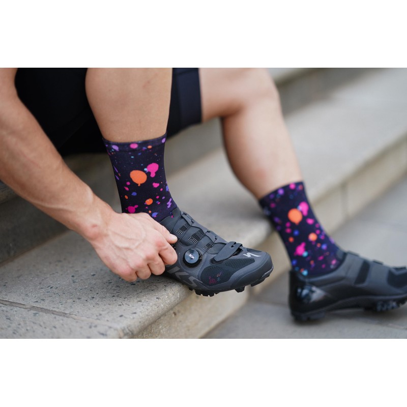 Sox Footwear Purple Splash Crew Socks, Purple, multi-colour, 38 -