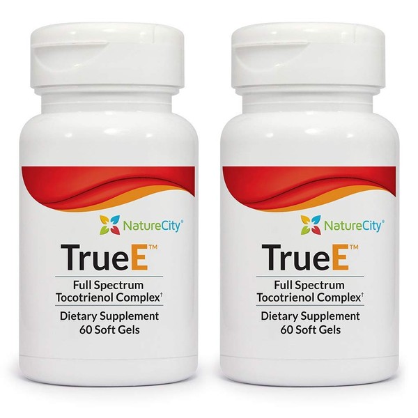 NatureCity True-E Full Spectrum Vitamin E Tocotrienols & Alpha Tocopherol Complex 60 Soft Gels (2 Pack)