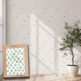 TRESXICS Decorative Wall Stickers for Children, Watercolor Dots, 100 Pieces, Original and Durable Vinyl Wall Sticker, Children's Wallpaper Effect, Easy Application and Removable (Green)