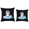 Cute penguin on melting ice floe Global warming Throw Pillow