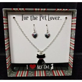Pawsitively Spoiled NIB For I Love My Cat Necklace And Heart Earrings Lot A5-14