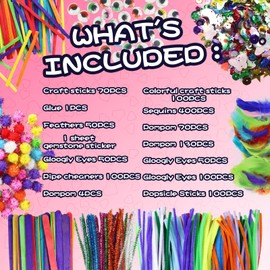 ANTDECOUS Arts and Crafts Supplies Kit for Kids - 1200+PCS Craft Supplies & Materials for Kids Creative Art Birthday Holiday Gift Craft Kits for Girls Boys 4+ 5 6 7 8 9 Year Old