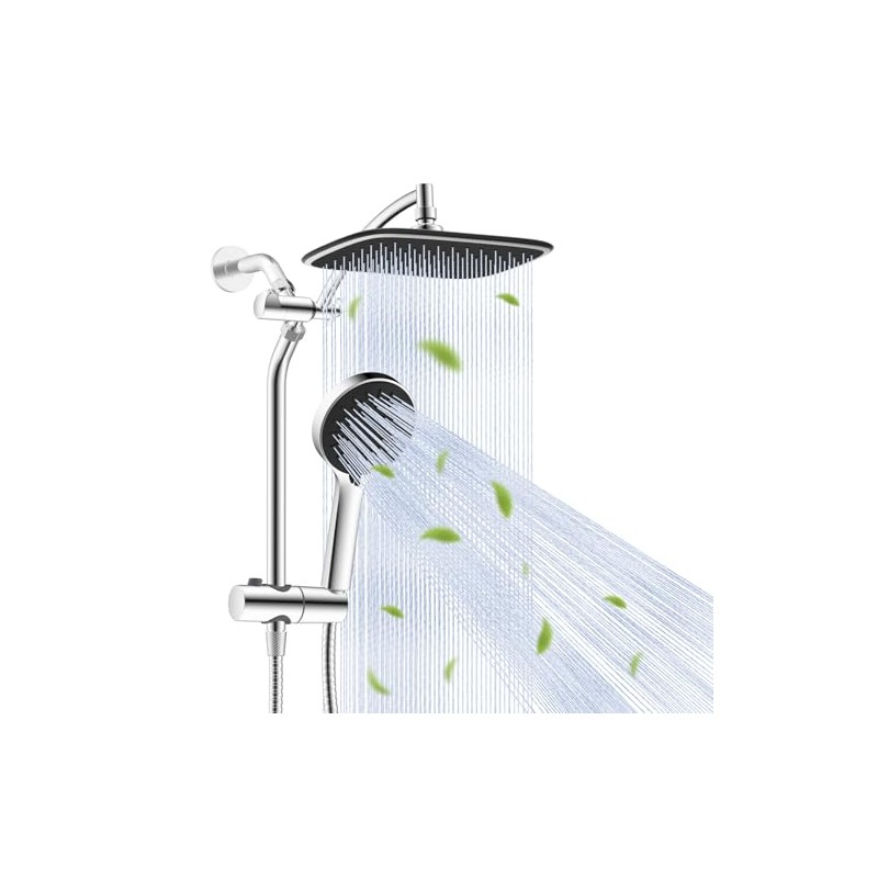 10" Rain Shower Head with Handheld, High Pressure Boosting Rainfall