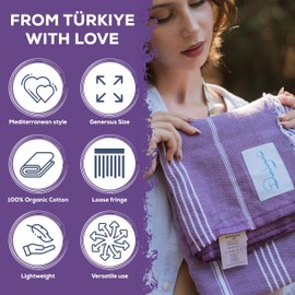 Dalga Turkish Beach Towels (67”x33”) - Sand Free, Lightweight & Ultra-Absorbent Turkish 100% Cotton Oversized Bath Towels, Quick Dry Towel for Travel, Gym, Pool, Spa & Bathroom