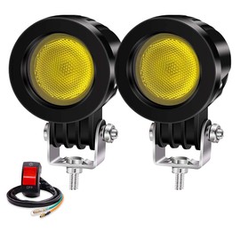 Aoling LED Work Light, 10 W, 12 V, 24 V, Small, Motorcycle Fog Light, Yellow Light, Diffused Beam, Waterproof, Dustproof, Motorcycle Fog Light, LED Auxiliary Light, Mechanical Lighting Auxiliary Lamp