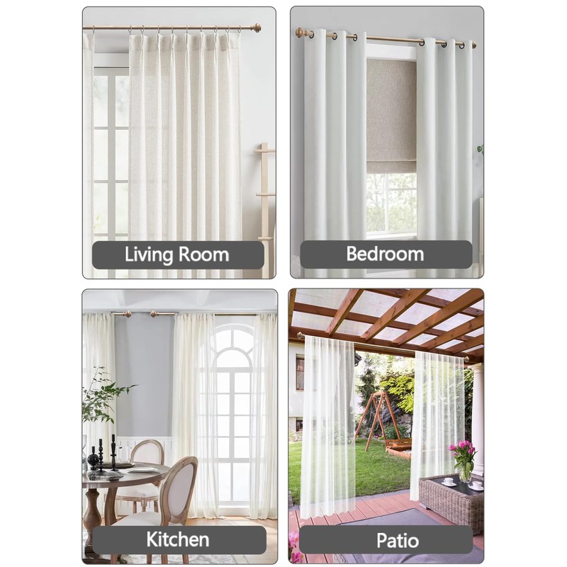 Wood Curtain Rods for Windows 48 to 84 Inch, 1