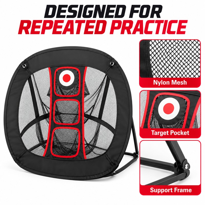 Portable Golf Chipping Practice Net with 3 Target Pockets –
