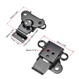 uxcell 2.24-inch Iron Spring Loaded Butterfly Twist Latch Keeper Toggle Clamp for Case Box - 2 Pcs (Black)