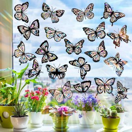 Suplanet Black Butterfly Window Clings for Glass Windows, Bird Anti Collision Window Stickers for Birds, Window Decals to Prevent Bird Strikes, Non Adhesive Window Prism, Sun Catchers Indoor Window