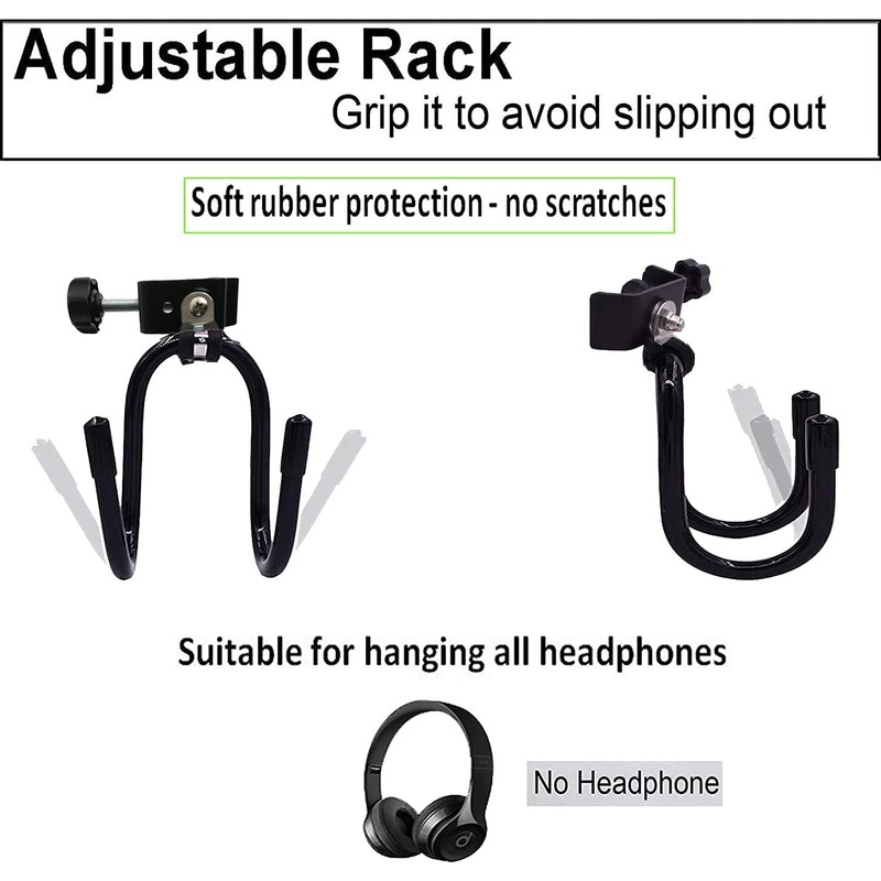 Clamp-On Headphone Headset Tambourine Holder Cowbell Hanger Clip Microphone Stand,