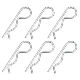 PATIKIL M4 x 85 mm Cotter Pin Assortment Kit, 6 Pcs Heavy Duty R Clips Hardware Pin Carbon Steel Spring Fasteners Hitch Pin for Trailer Locking Lawn Mowers Truck, Silver Tone