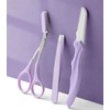 Portable Eyebrow Grooming Kit: Razor, Scissors, Trimmer Eyebrow Grooming Set (Violet) 2ea