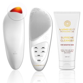 Lumineo SONIC THERMO 6-in-1 Gesichtsreinigungsbürste zur Poren- Peeling- und Mitesserreinigung, IPX7 (mit Reinigungsgel für empfindliche Haut)