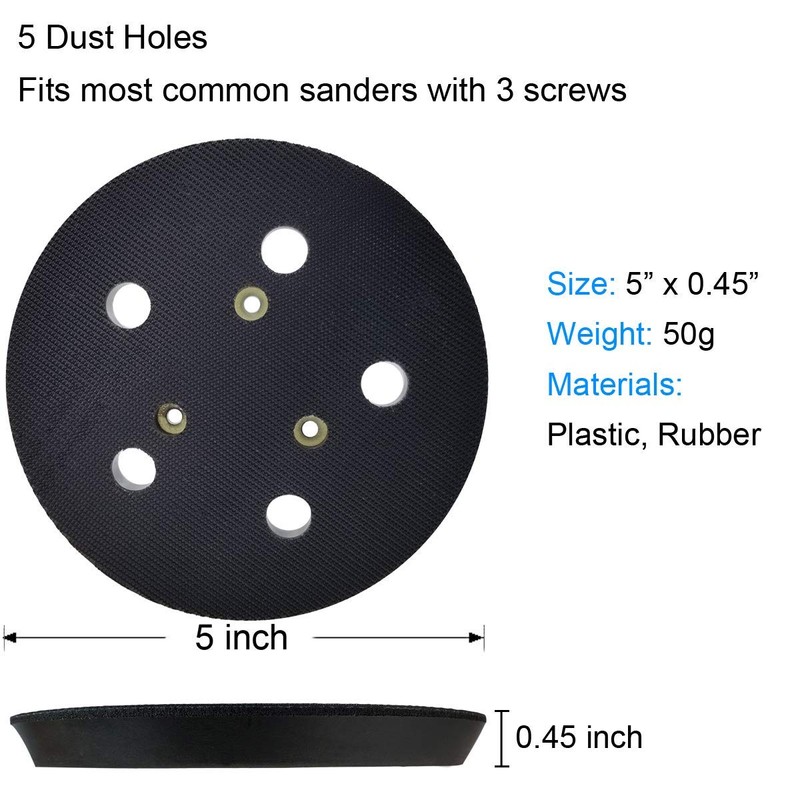 5 Inch Dia 5 Hole Replacement Sander Pad for Porter-Cable