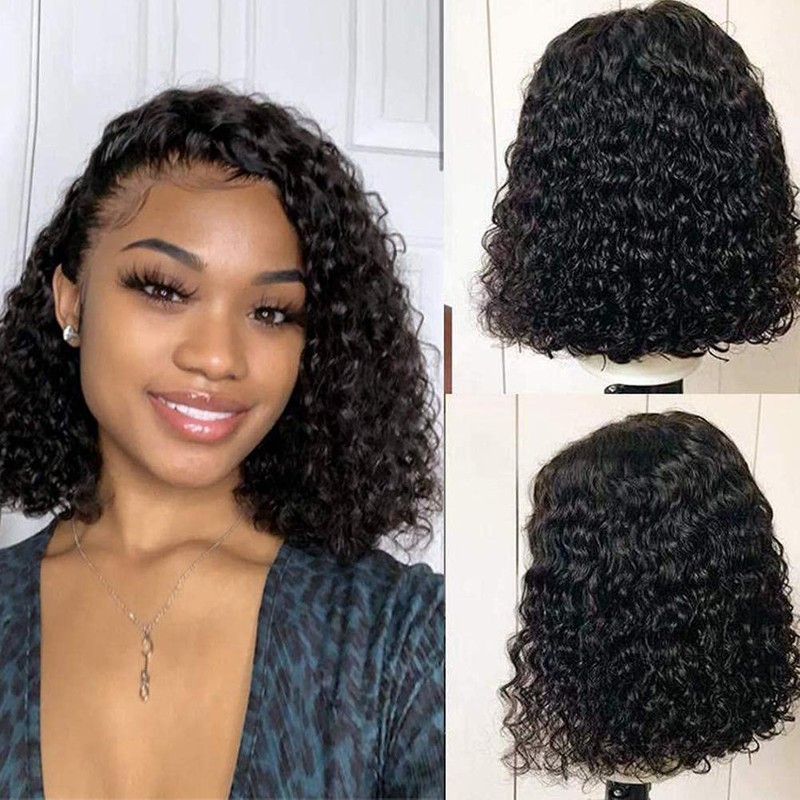 ALIESTFDNO Wigs, Short Bob Wig, deep curl, Rose Net, Glueless