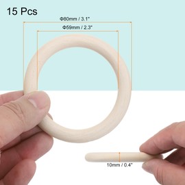 MECCANIXITY 10pcs 3.1" Unfinished Wooden Rings Smooth Natural Wood Macrame Rings for Curtain Connectors DIY Crafts Knitting Decoration Jewelry Making