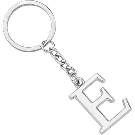 POTIY Silver Alphabet Initial Letter Keychain Initial Letter Charm Keychain for Women 26 Initial Letter A-Z Initial English Charm Key Ring (E)