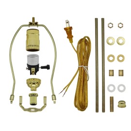 Creative Hobbies Gold Make-A-Lamp Kit With All Parts & Instructions for DIY Lamp Repair